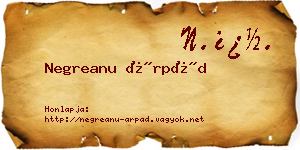 Negreanu Árpád névjegykártya